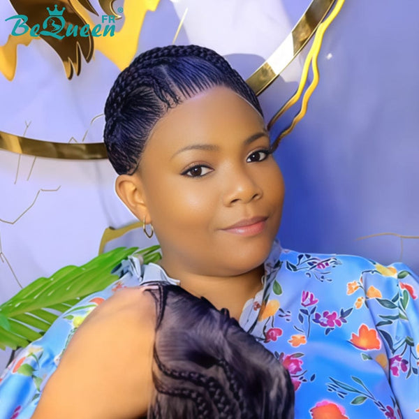 BeQueen “Bella" Perruque lace pleine avec Tresse sans colle style 3