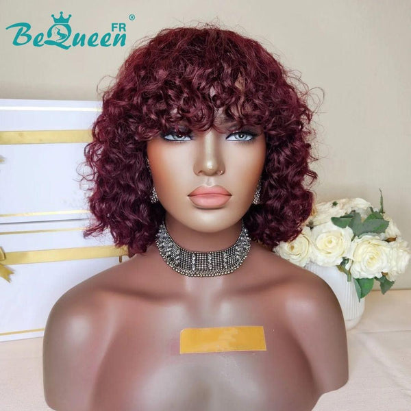 BeQueen "Brandi" Burgundy Red Bob Wig with Bangs 
