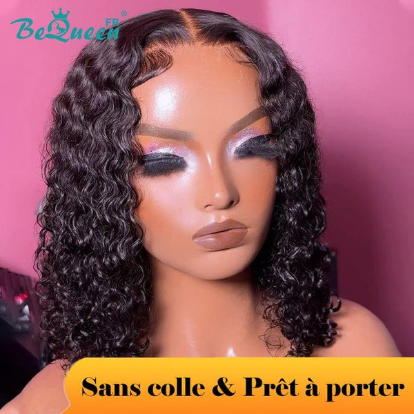 BeQueen „Demi“ Custom Bob Deep Wave Perücke, bereit zum Tragen, ohne Kleber, 4x4 