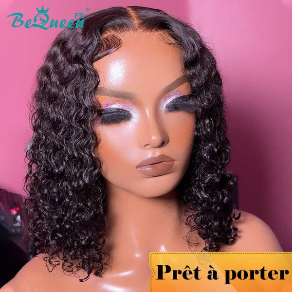 BeQueen „Demi“ Custom Bob Deep Wave Perücke, bereit zum Tragen, ohne Kleber, 4x4 