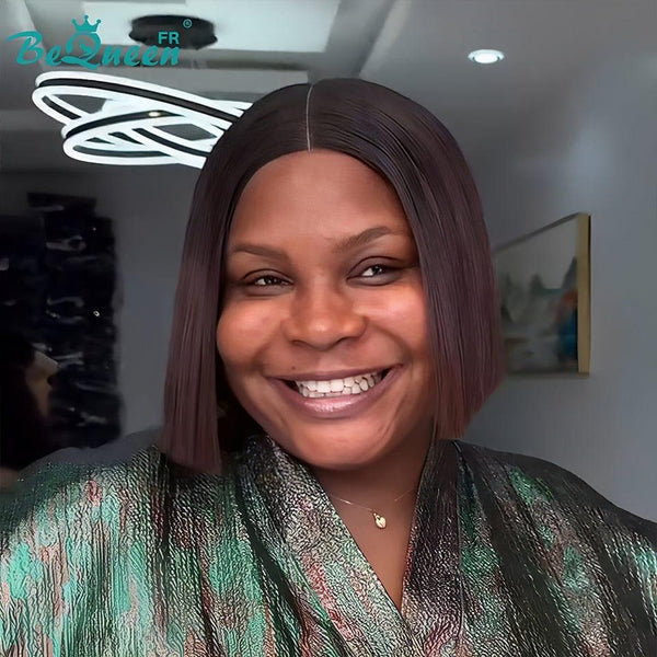 BeQueen "Dominique" Wig Bob Smooth Brun Mix Honey in Lace KIM 2x6 100% Viennese 250% density Given by 1 person