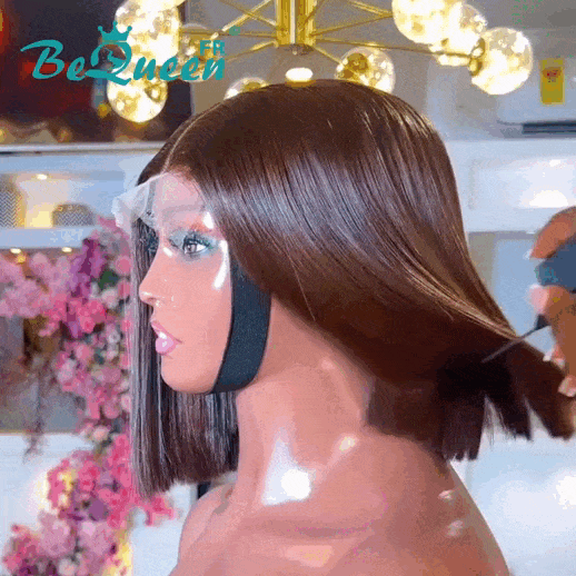 BeQueen "Dominique" Wig Brown Bordeaux Lace KIM 2x6 100% Viennese 250% density Given by 1 person