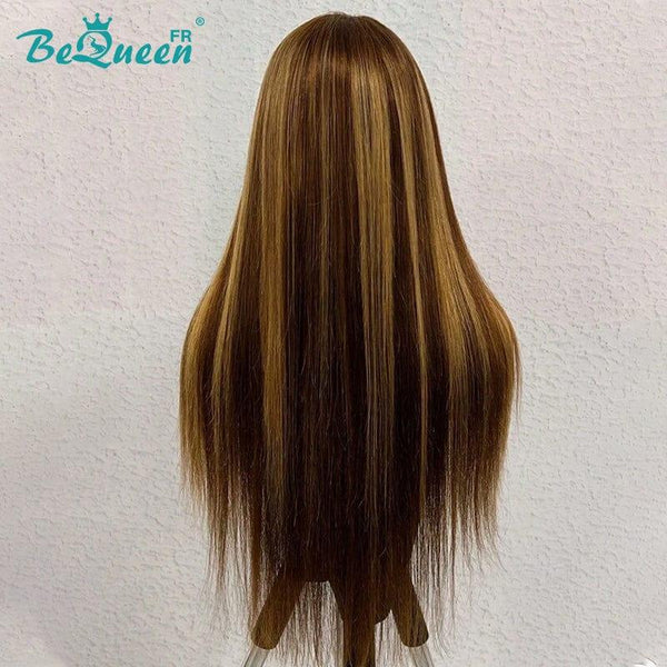 Bequeen "Eva" Long Straight Wig Brown mix honey color with 13x4 Lace Front