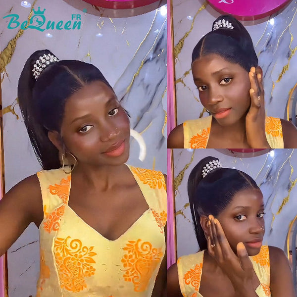 BeQueen “Flamingo" Perruque lace pleine avec queue de cheval 100% cheveux humians déjà customisée