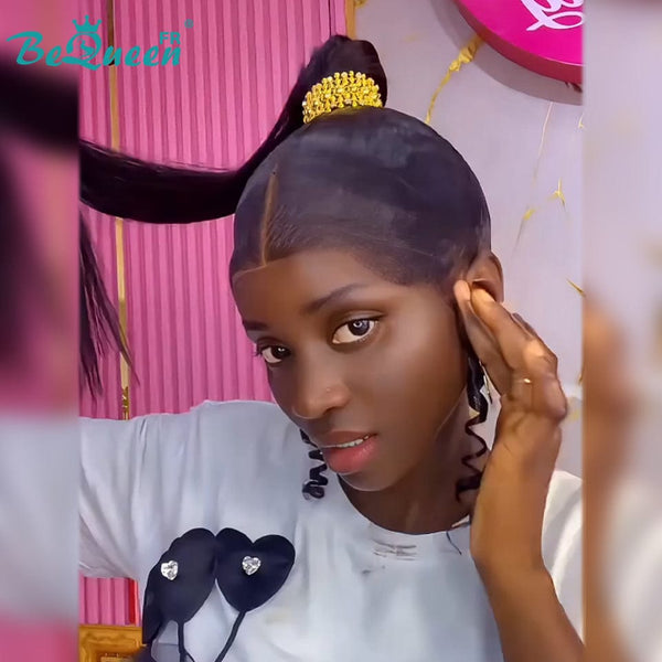 BeQueen “Flamingo" Perruque lace pleine avec queue de cheval 100% cheveux humians déjà customisée