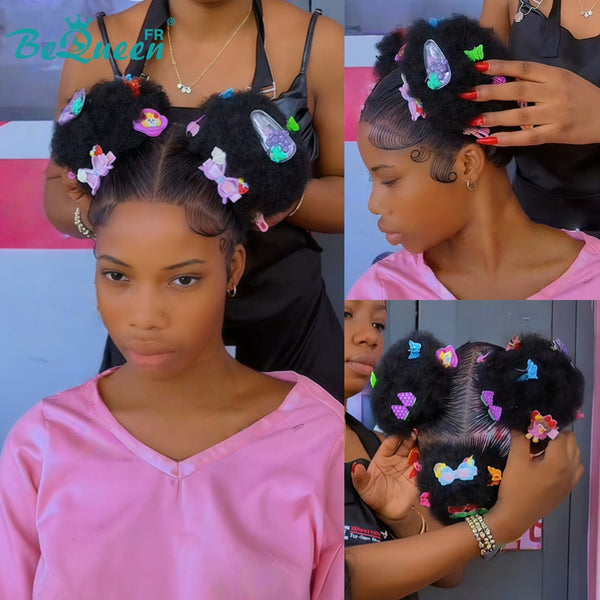 BeQueen “Florance" Perruque lace pleine avec Tresse Petits pains doubles