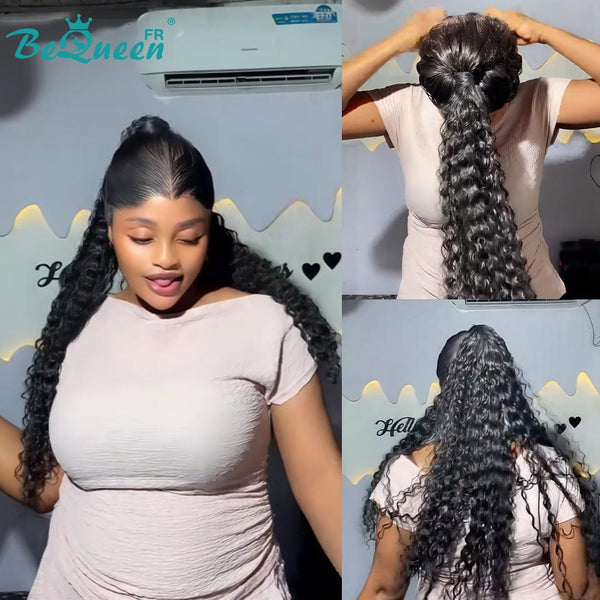 BeQueen "Florance" Peluca de encaje completa con trenza y moño estilo 3.