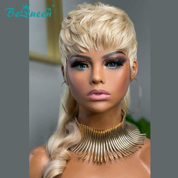 BeQueen „Geraldine“ Blonde, leimlose Vokuhila-Perücke 