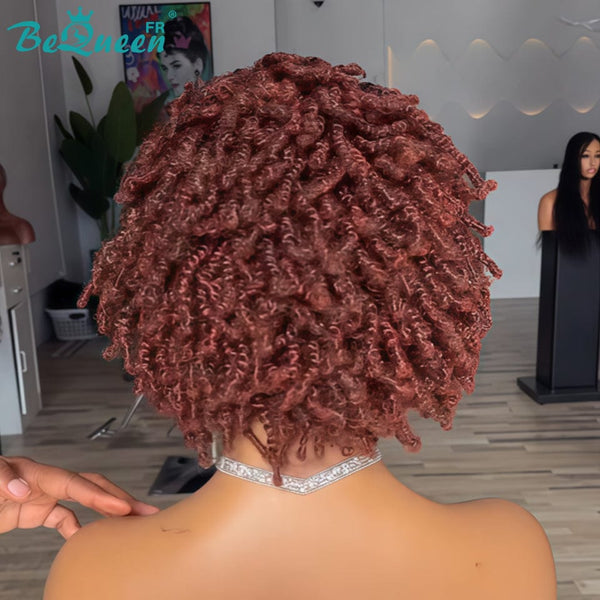 BeQueen “Helno" Perruque pixie Raie du côté Tresse twist lace pleine sans colle style 2