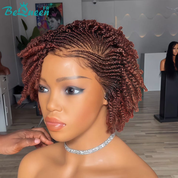 BeQueen “Helno" Perruque pixie Raie du côté Tresse twist lace pleine sans colle style 2