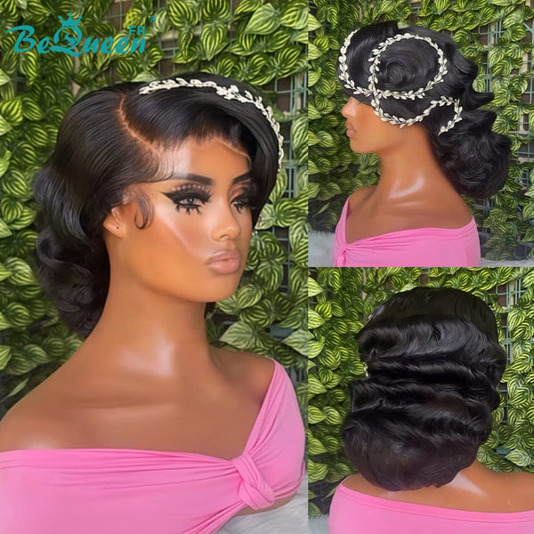 BeQueen “Formie” Black Wedding Wig Chignon with 13x4 Lace Frontal
