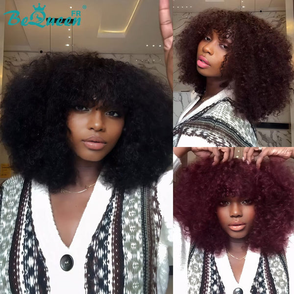 BeQueen "Addi" Peluca Bob Afro Rizada Sin pegamento Peluca Natural