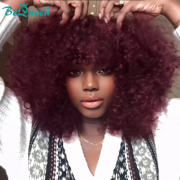 BeQueen "Addi" Peluca Bob Afro Rizada Sin pegamento Peluca Natural