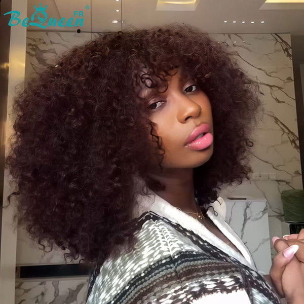 BeQueen "Addi" Peluca Bob Afro Rizada Sin pegamento Peluca Natural