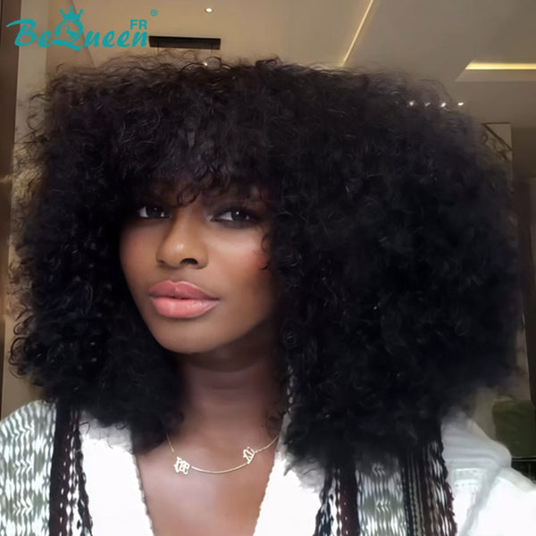 BeQueen "Addi" Peluca Bob Afro Rizada Sin pegamento Peluca Natural