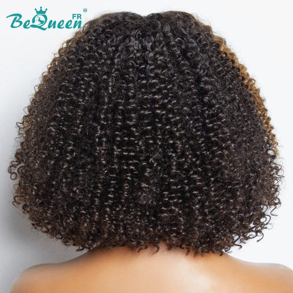 BeQueen "Locke" Peruca Bob Borda Bobs ondulados com Fechamento de Renda 4x4