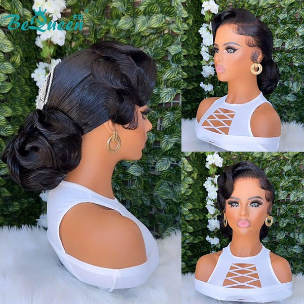 BeQueen "Mello" Black Wedding Wig with Lace Frontal 13x4 