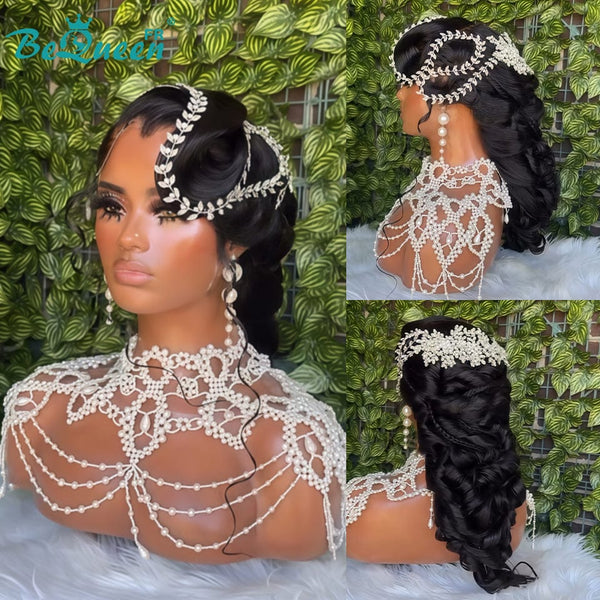 BeQueen “Nenny” Perruque de mariage noir Chignon avec Lace Frontale 13x4 style 2