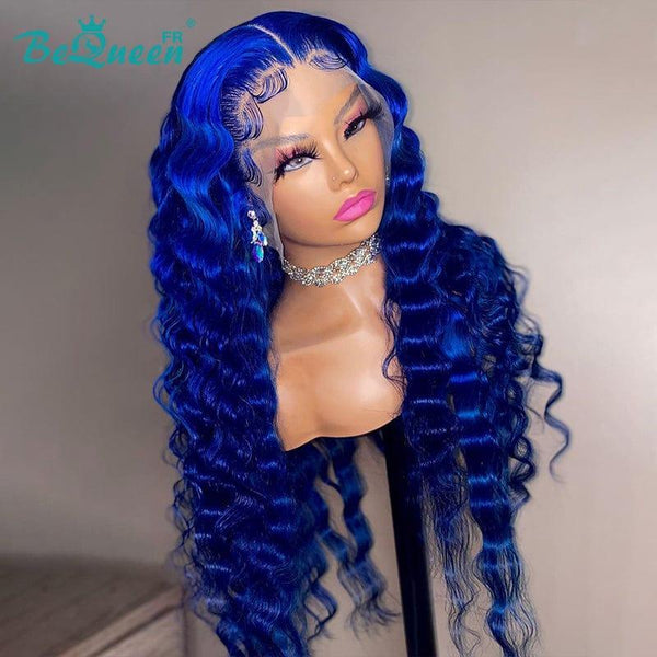 BeQueen “Nixie" Perruque Longue Natural Wave Bleu en Frontale