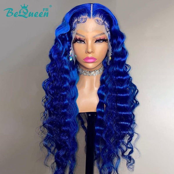 BeQueen “Nixie" Perruque Longue Natural Wave Bleu en Frontale