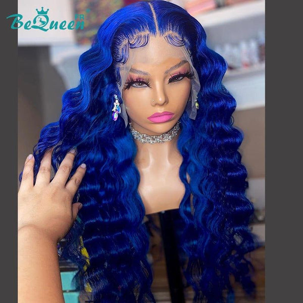 BeQueen “Nixie" Perruque Longue Natural Wave Bleu en Frontale
