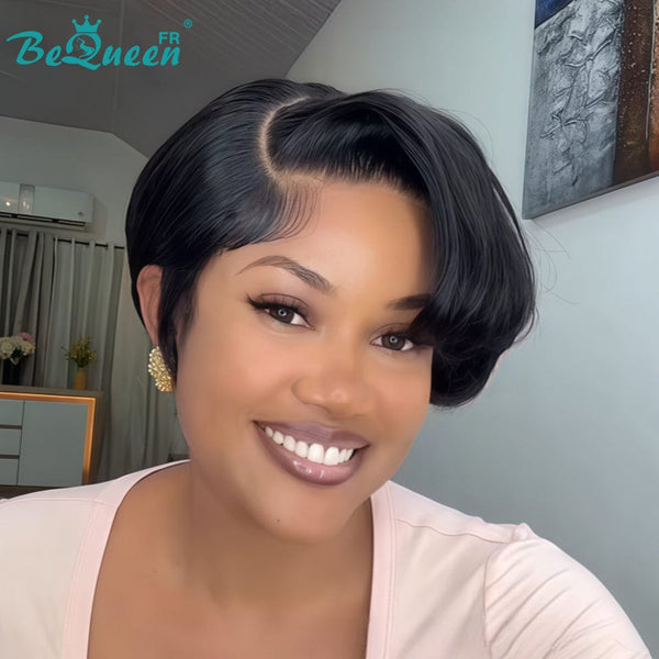 BeQueen Perruque “Adequin” Pixie noir avec Lace closure 4*4 style 2