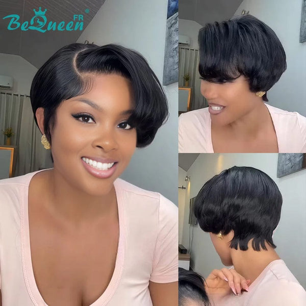 BeQueen Perruque “Adequin” Pixie noir avec Lace closure 4*4 style 2