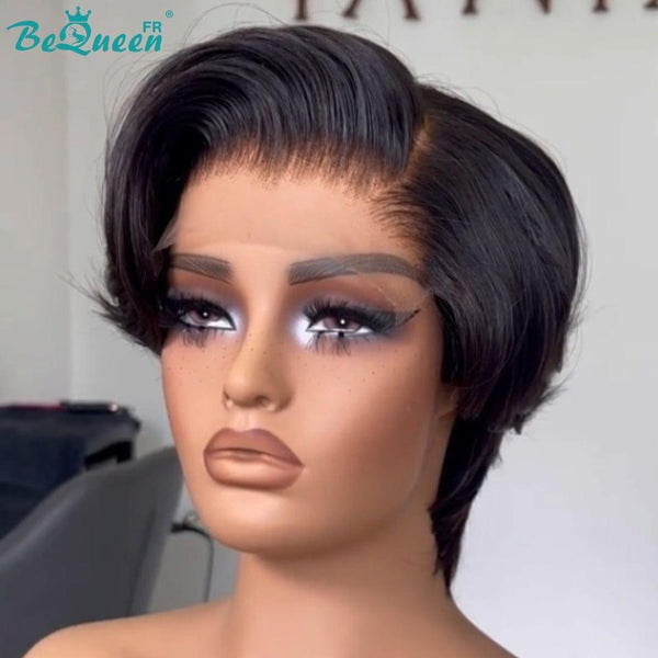 BeQueen “Jeanette” Black Pixie Wig with 4x4 Lace Closure
