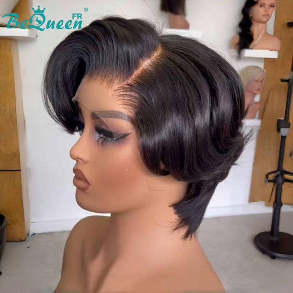 BeQueen “Jeanette” Black Pixie Wig with 4x4 Lace Closure