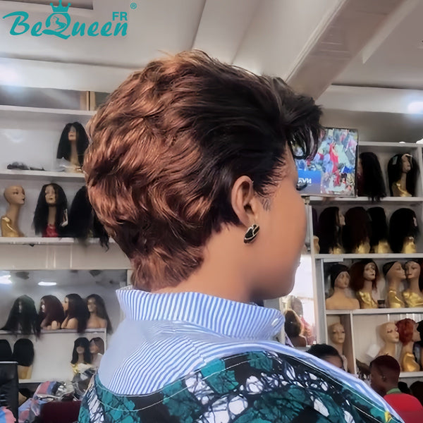 BeQueen “Adequin” Pixie Black Wig with Lace T-part