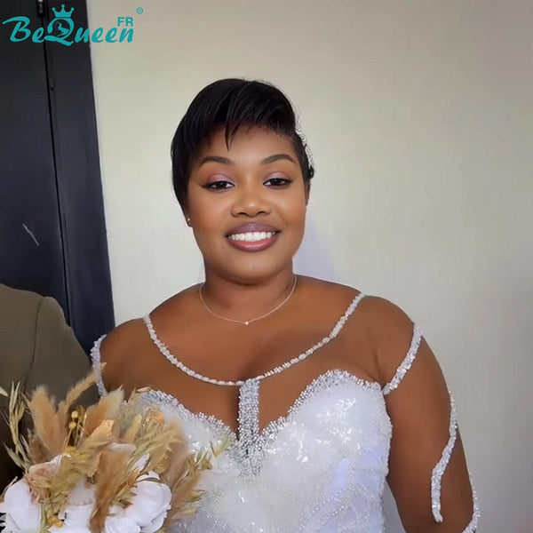 BeQueen Perücke „Adequin“ Pixie schwarz ohne Kleber Front Lace mit 2 Seitenscheitel Stil 2