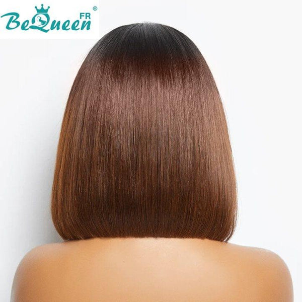 BeQueen Perruque Bob 4X4 Lisses racine noir et brun
