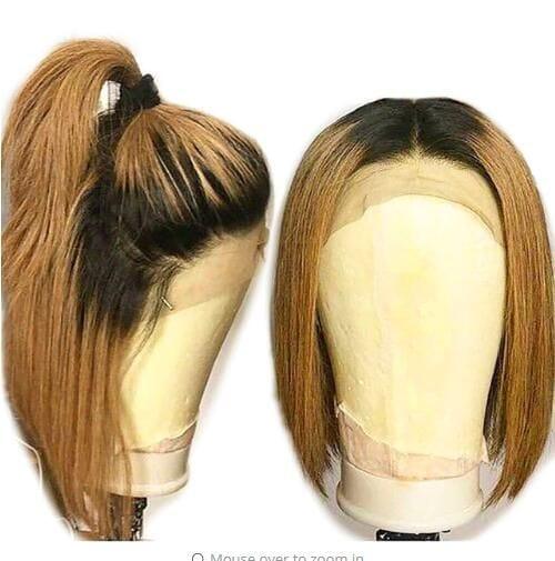 BeQueen Perruque Bob à Dentelle frontale  Brun Blond et Noir Petit Prix FOU