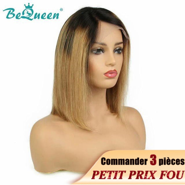 BeQueen Bob-Perücke mit vorderer Spitze, braun, blond und schwarz, VERRÜCKTLICH günstiger Preis 