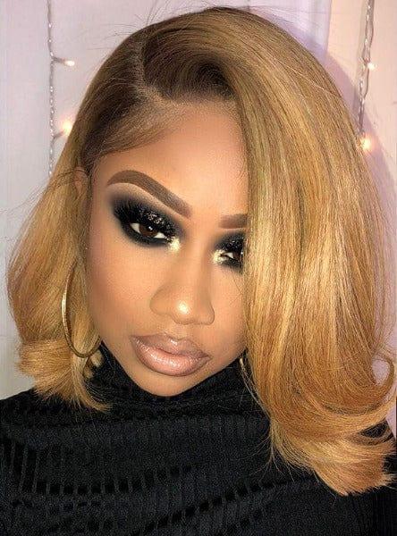 BeQueen Perruque Bob à Dentelle frontale  Brun Blond et Noir Petit Prix FOU