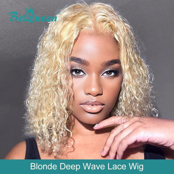 BeQueen Bob Deep Wave 13x4 Lace Front Perücke in der blonden Farbe #613 