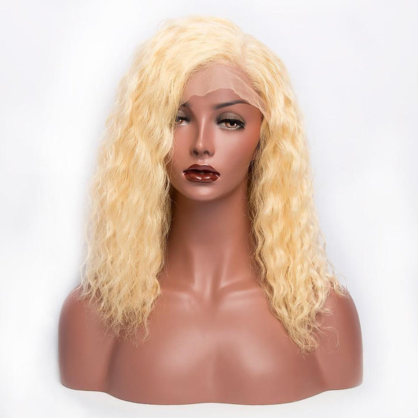 BeQueen Perruque Bob Deep Wave à dentelle 13x4 frontale de couleur Blonde  #613