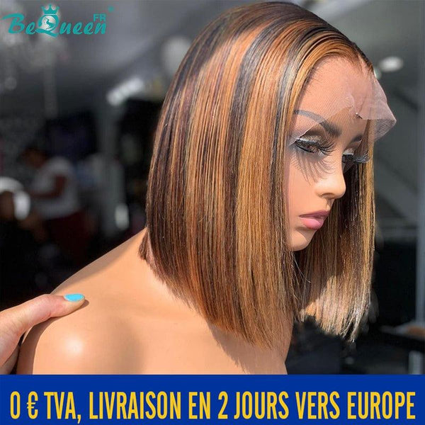 BeQueen "Bonnie" Perruque Bob Frontale Lisse Marron Mix Miel En France