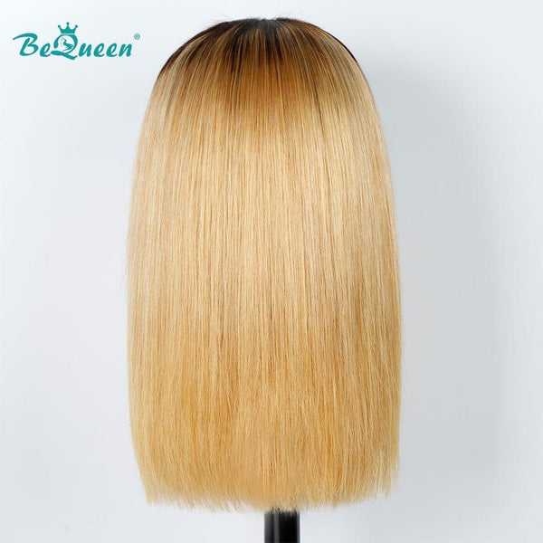 BeQueen Perruque Bob Frontale Lisses Racine noir et blonde