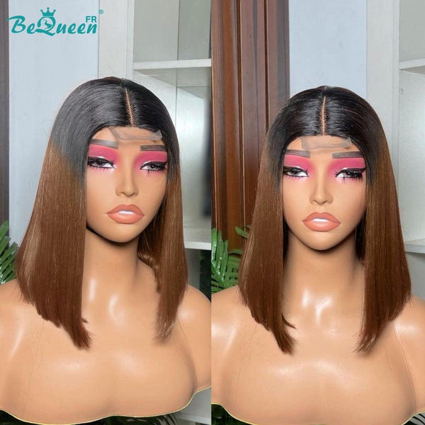 BeQueen "Dominique" Perruque Bob lisse 12 pouces Racine Noir et Marron en Closure