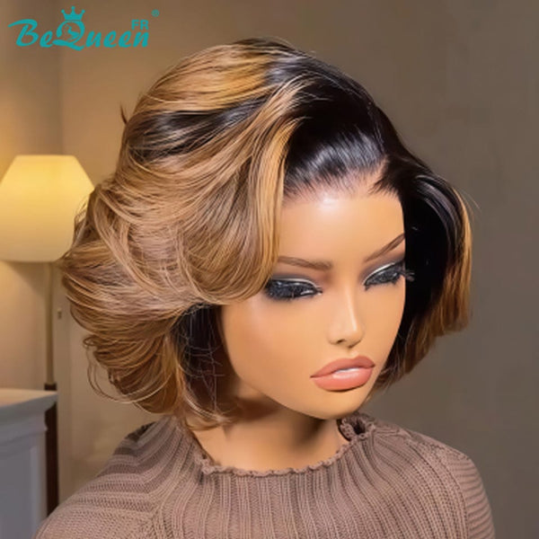 Bequeen Perruque "Carin" Noir et Marron mix Miel 100% cheveux humains lace frontale sans colle