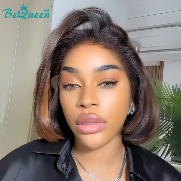 Bequeen Perruque "Cecala" Bob Marron mix miel Prêt à porter 100% cheveux humains sans colle