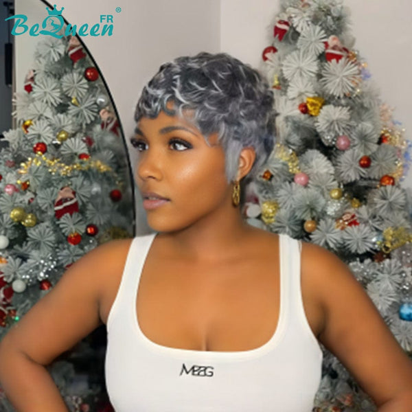 Bequeen Wig "chioma" Pixie Brown honey mix curly 100% Human hair