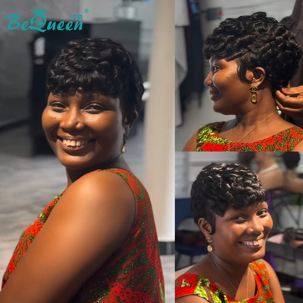 Bequeen "Chioma" Black Curly Glueless Pixie Wig – Ready to Wear