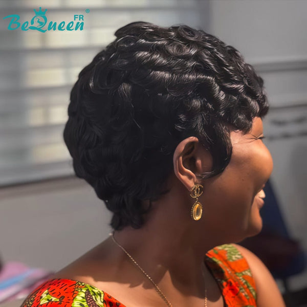 Bequeen "Chioma" Black Curly Glueless Pixie Wig – Ready to Wear