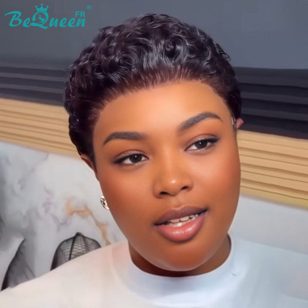 Bequeen Perruque “Chioma” Pixie noir curly lace frontale sans colle Prêt à porter style10