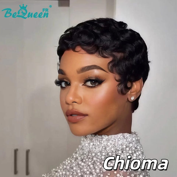 Bequeen "Suey" Straight Machine-Made Wig, Black with Honey Mix, 100% Human Hair, Style 6