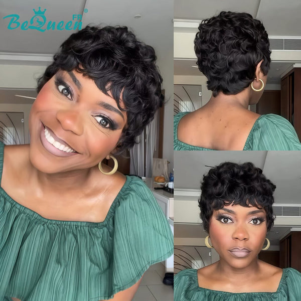 Bequeen "Chioma" Black Curly Glueless Pixie Wig – Ready to Wear