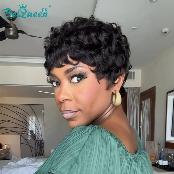 Bequeen "Chioma" Black Curly Glueless Pixie Wig – Ready to Wear