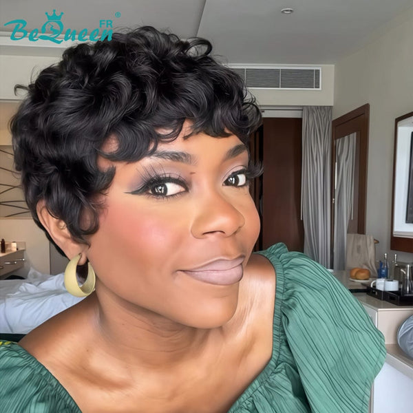 Bequeen "Chioma" Black Curly Glueless Pixie Wig – Ready to Wear